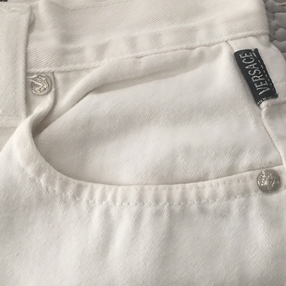 Versace White Jeans Signature high waist 27" hips 29" length 31-32 skinny - Picture 13 of 15
